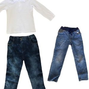 toddler size 5T two Jeans and one white shirt bundle